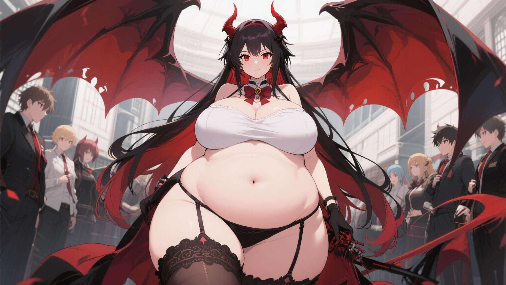 二次元复仇恶魔女涂色线稿